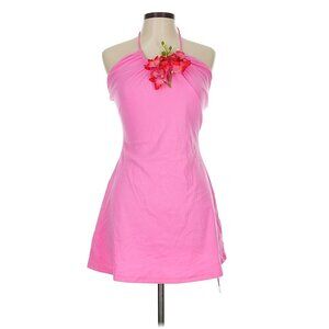 Cider Tropical Bouquet Halter Mini Dress